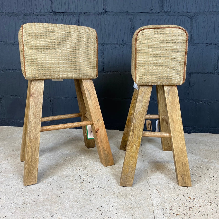 Tall Rattan Pommel Bar Stool