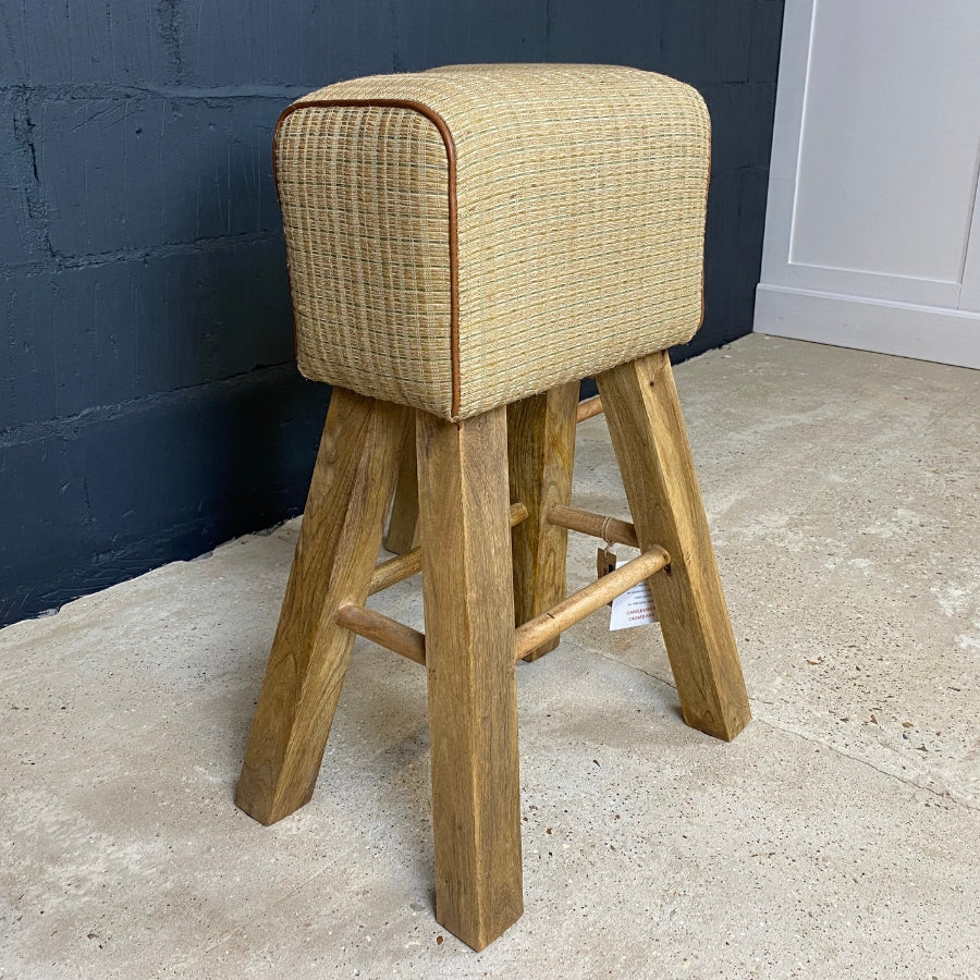 Tall Rattan Pommel Bar Stool