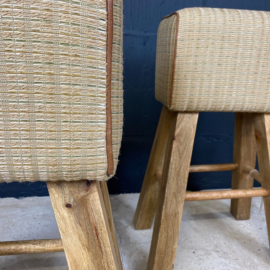 Tall Rattan Pommel Bar Stool