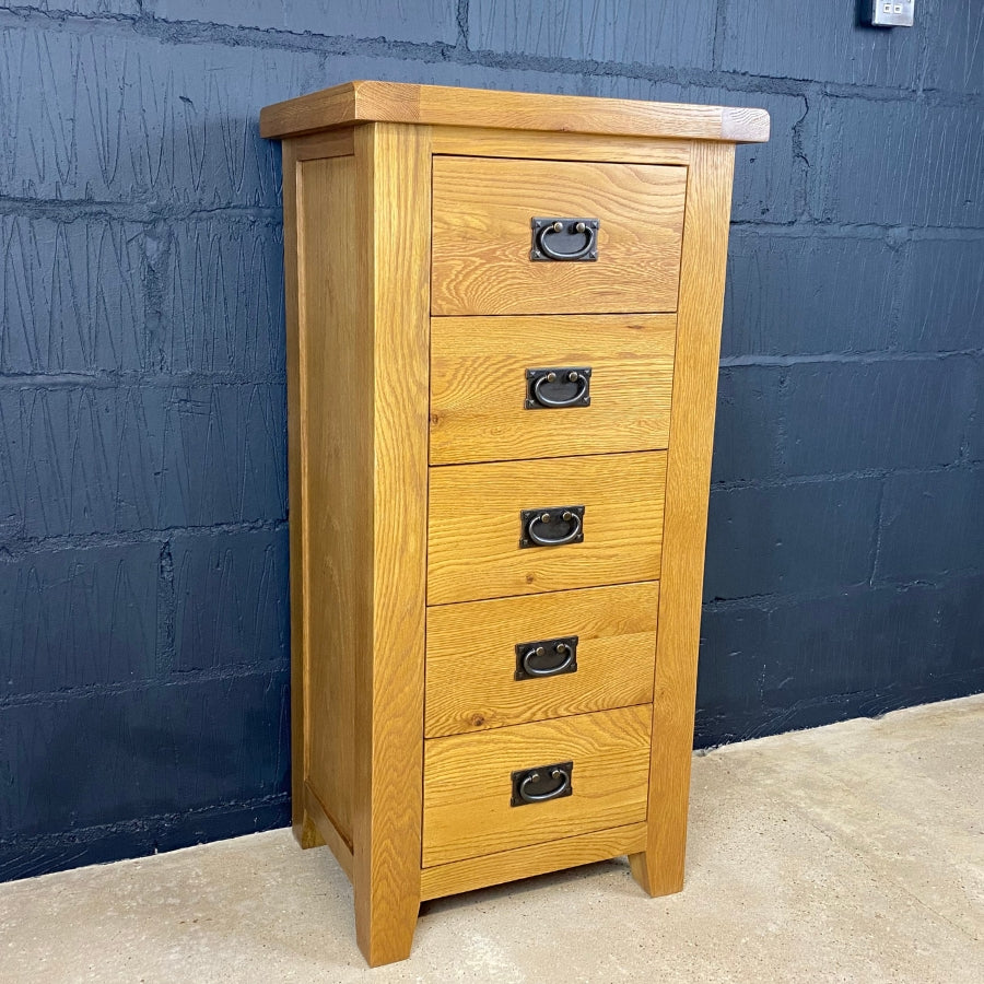 Country Oak Wellington Chest - 5 Drawers