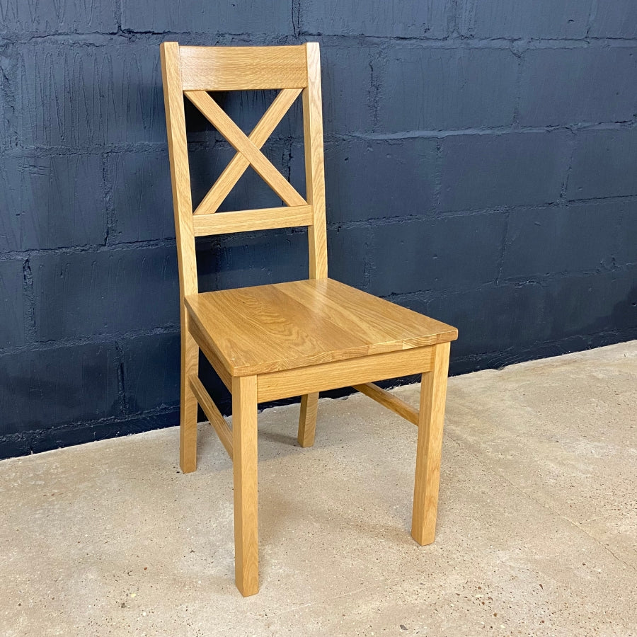 Oak cross back online dining chairs